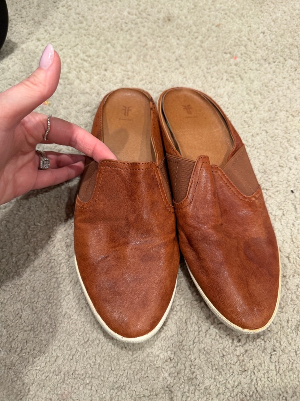 Frye Women's Slip-On Leather Loafers in Cognac Brown